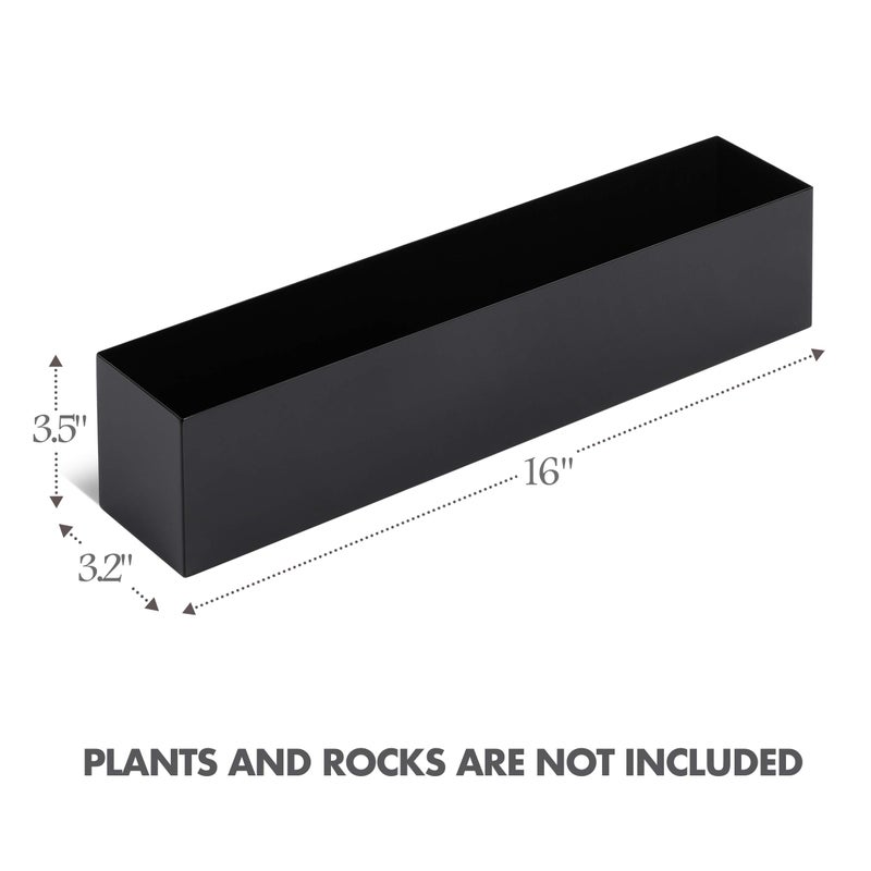 DR&Co Modern Black Trough Rectangular Planter, 16â€œ Metal Window Planter Box for Succulent, Small Rectangle Box for Desk or Windowsill, Stainless Steel, Great Gift Ideas for Women Men - Image 2